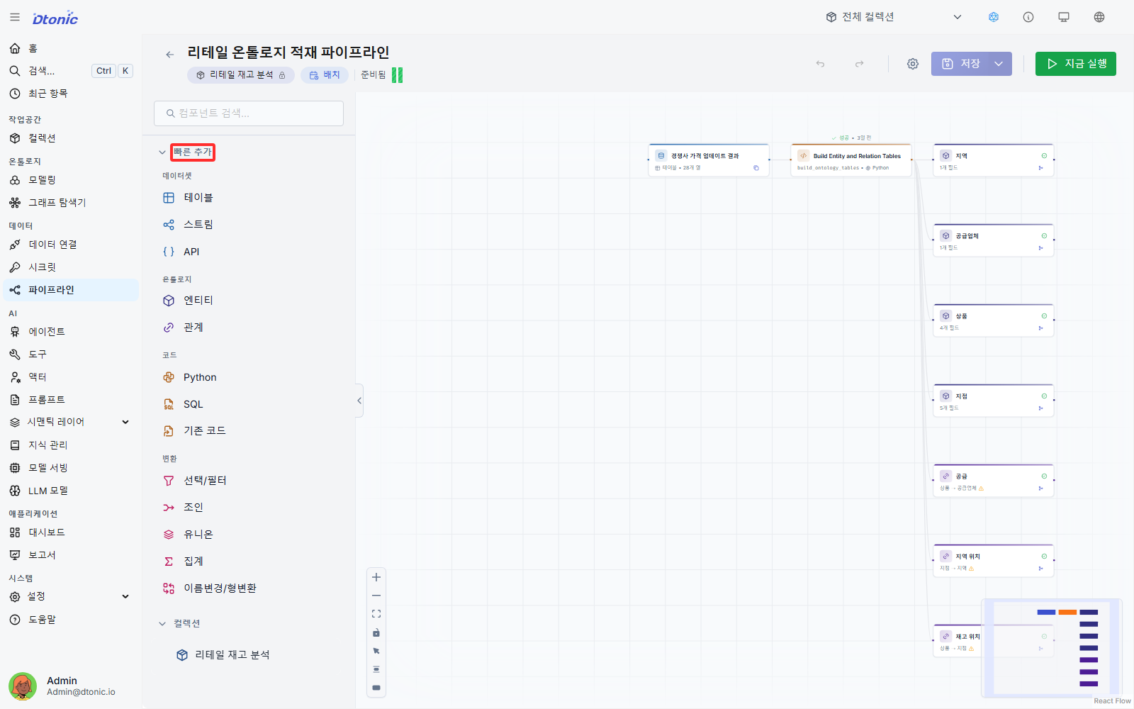 파이프라인 빌더 리소스 선택